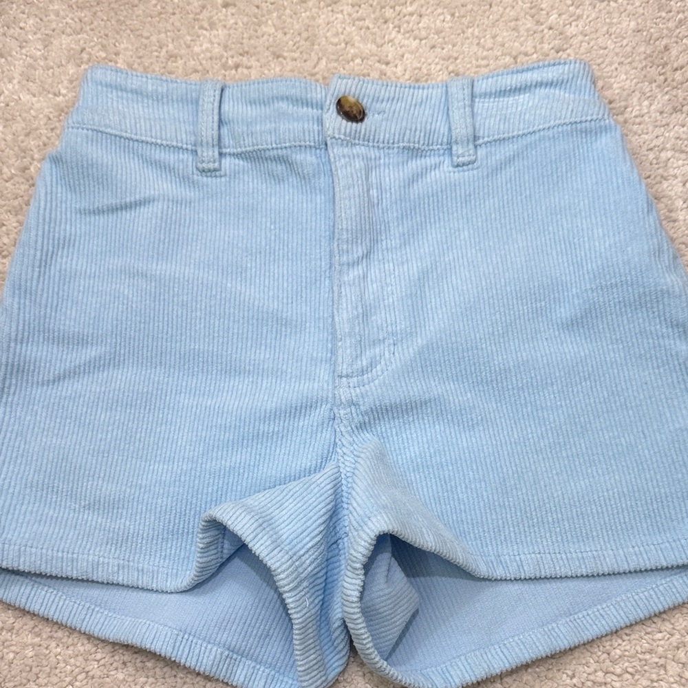 Billabong Light Blue Corduroy High Waist Shorts